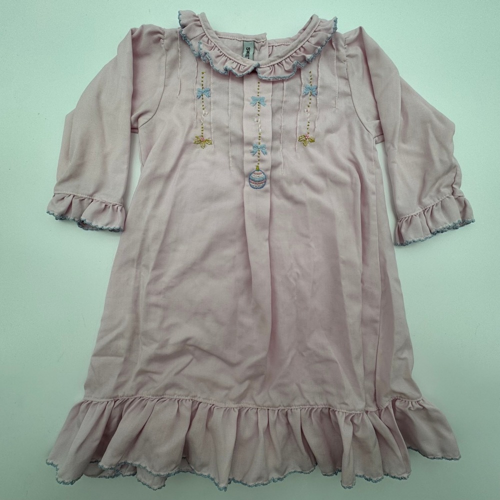 Sweet Dreams Pink Embroidered Nightgown Long Sleeve Kids 18M Fire Resistant